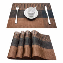 Load image into Gallery viewer, Set of 4 PVC Bamboo Plastic Placemats for Dining Table Runner Linens place mat in Kitchen Accessories Cup Wine mat