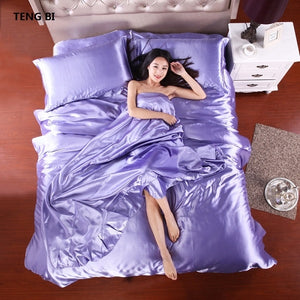 HOT! 100% pure satin silk bedding set,Home Textile King size bed set,bedclothes,duvet cover flat sheet pillowcases Wholesale