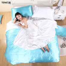 Load image into Gallery viewer, HOT! 100% pure satin silk bedding set,Home Textile King size bed set,bedclothes,duvet cover flat sheet pillowcases Wholesale