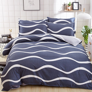 Bedding Set Fashion house  luxury bed cover sheet Pillowcase Wavy stripes Home textile  Family Bed Linens  High Quality