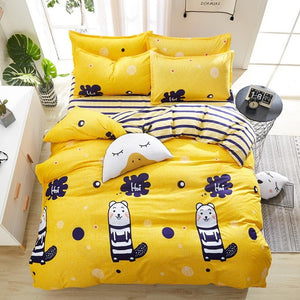 Bedding Set Fashion house  luxury bed cover sheet Pillowcase Wavy stripes Home textile  Family Bed Linens  High Quality