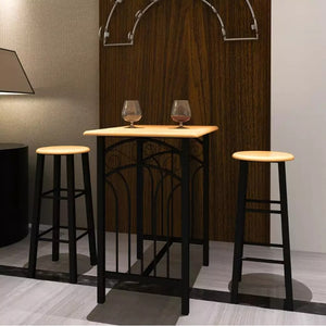 3Pcs VidaXL Breakfast Dinner Table Dining Set MDF With Black Kitchen Table Dining Room Furniture Wooden Cafe Table With Chairs