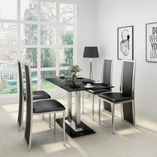 Load image into Gallery viewer, PANANA GLASS DINING TABLE SET WITH 4/ 6 FAUX LEATHER CHAIRS BLACK /WHITE Home Kitchen Furniture Fast shipping