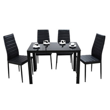 Load image into Gallery viewer, PANANA GLASS DINING TABLE SET WITH 4/ 6 FAUX LEATHER CHAIRS BLACK /WHITE Home Kitchen Furniture Fast shipping