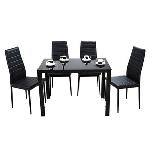 PANANA GLASS DINING TABLE SET WITH 4/ 6 FAUX LEATHER CHAIRS BLACK /WHITE Home Kitchen Furniture Fast shipping