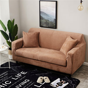 Solid Color Plush Thicken Elastic Sofa Cover Universal Sectional Slipcover 1/2/3/4 seater Stretch Couch Cover for Living Room