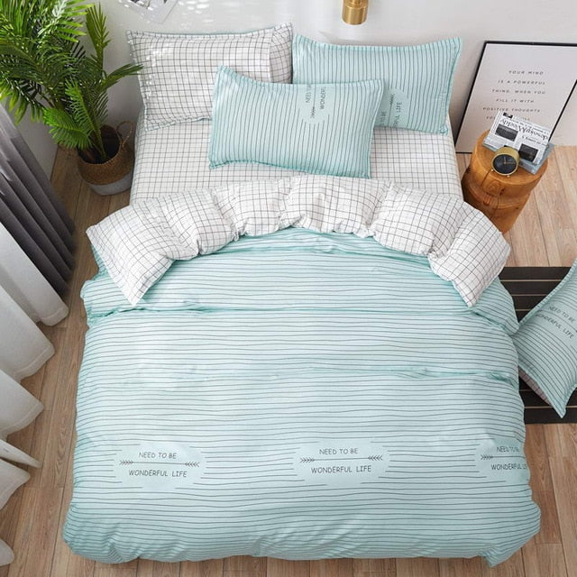 Bedding Set Fashion house  luxury bed cover sheet Pillowcase Wavy stripes Home textile  Family Bed Linens  High Quality