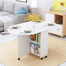 Load image into Gallery viewer, Folding Movable Dining Table With Multidirectional Wheel Wooden Kitchen Table Storage Cabinet Portable Mesa Centro Elevable