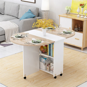 Folding Movable Dining Table With Multidirectional Wheel Wooden Kitchen Table Storage Cabinet Portable Mesa Centro Elevable